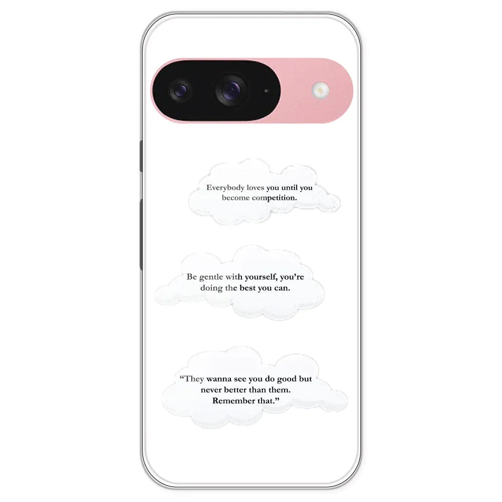 Quotes And Clouds - Clear Printed Silicone Case For Google Pixel 9