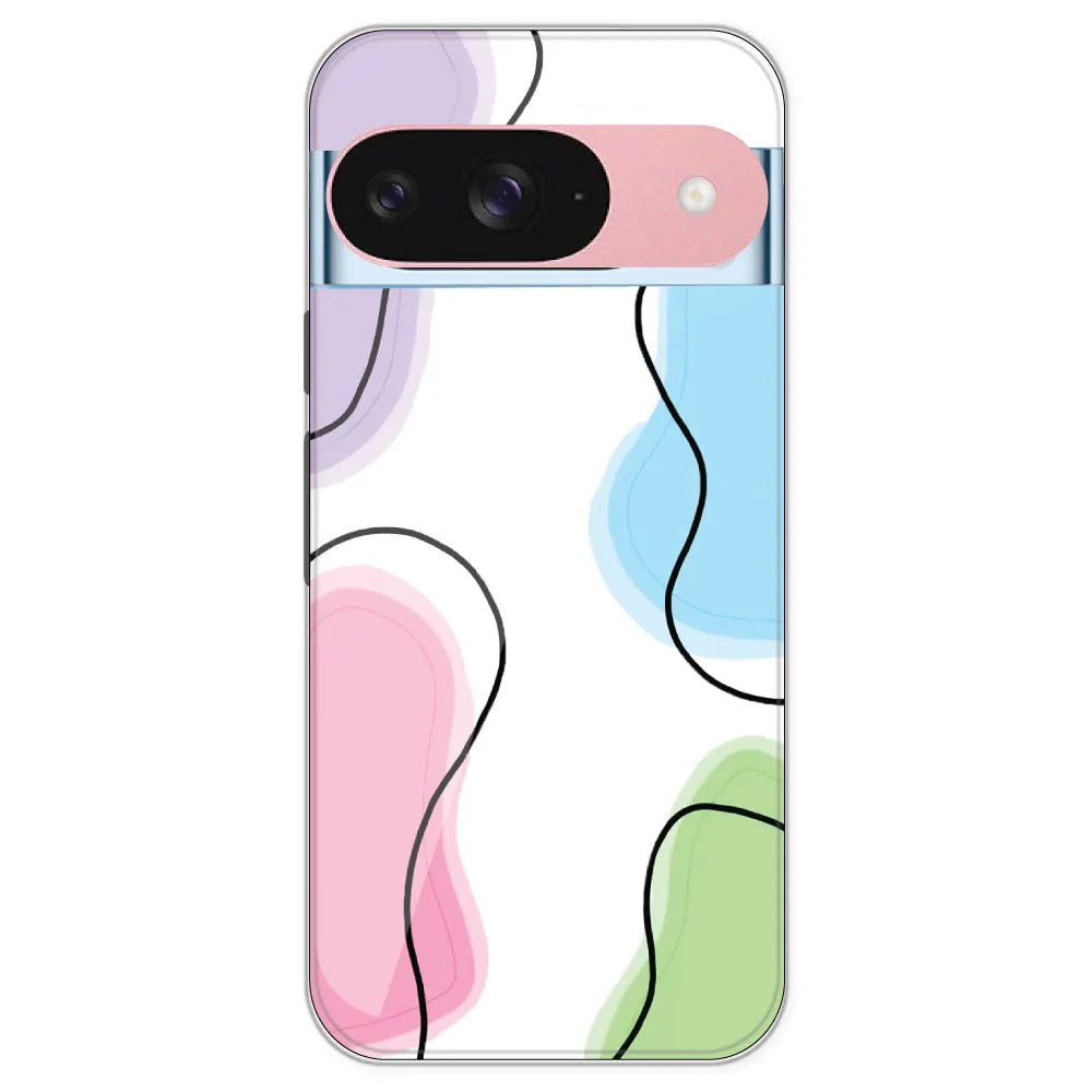 Rainbow Cow Print - Clear Printed Silicone Case For Google Pixel 9