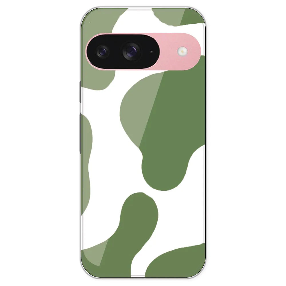 Olive Green Cow Print - Clear Printed Silicone Case For Google Pixel 9