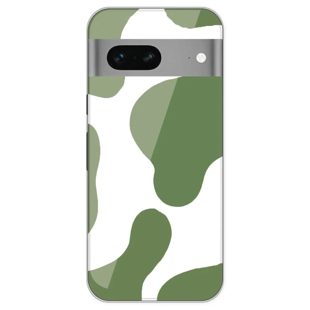 Olive Green Cow Print - Clear Printed Silicone Case For Google Models
