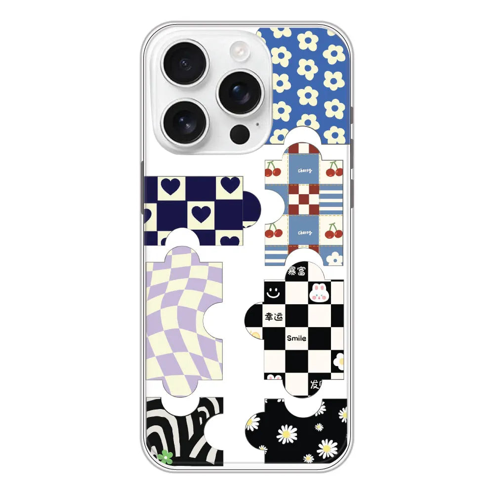 Aesthetic Puzzle - Clear Printed Silicone Case For Apple iPhone Models- Apple iPhone 16 Pro