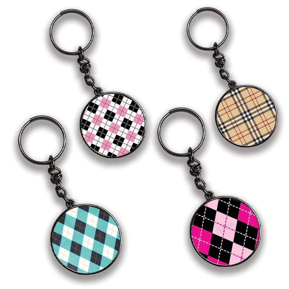 Patterns - A Combo Of 4 Silver Border Keychains