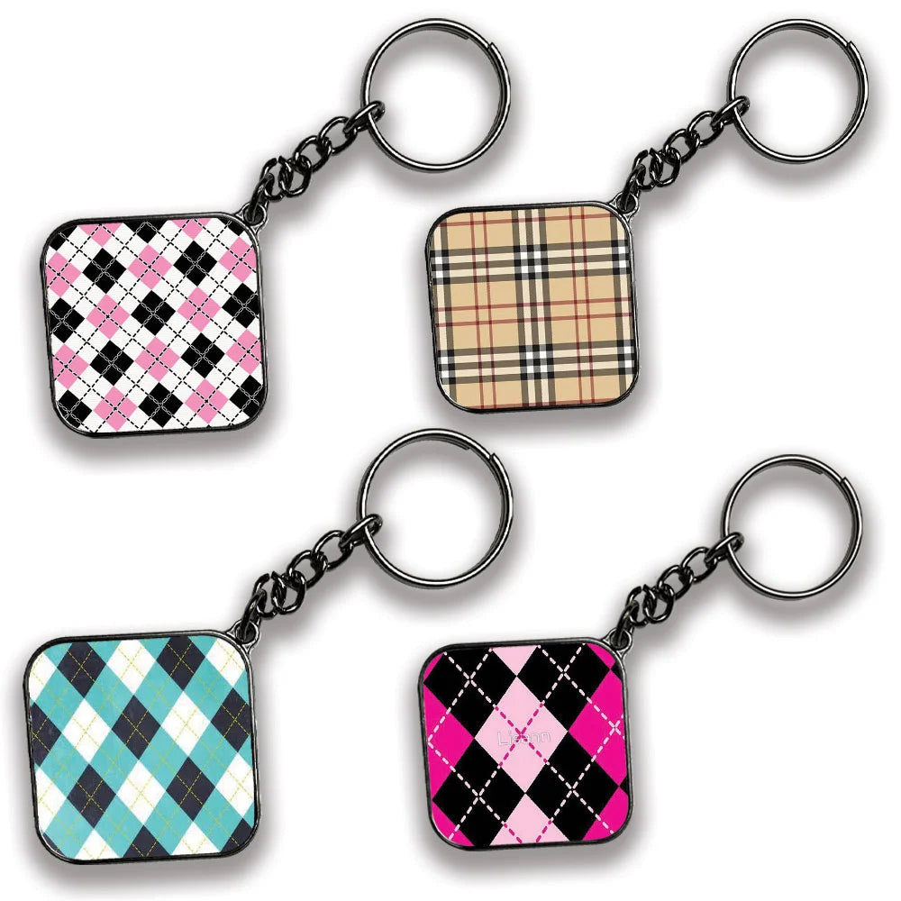 Patterns - A Combo Of 4 Silver Border Keychains