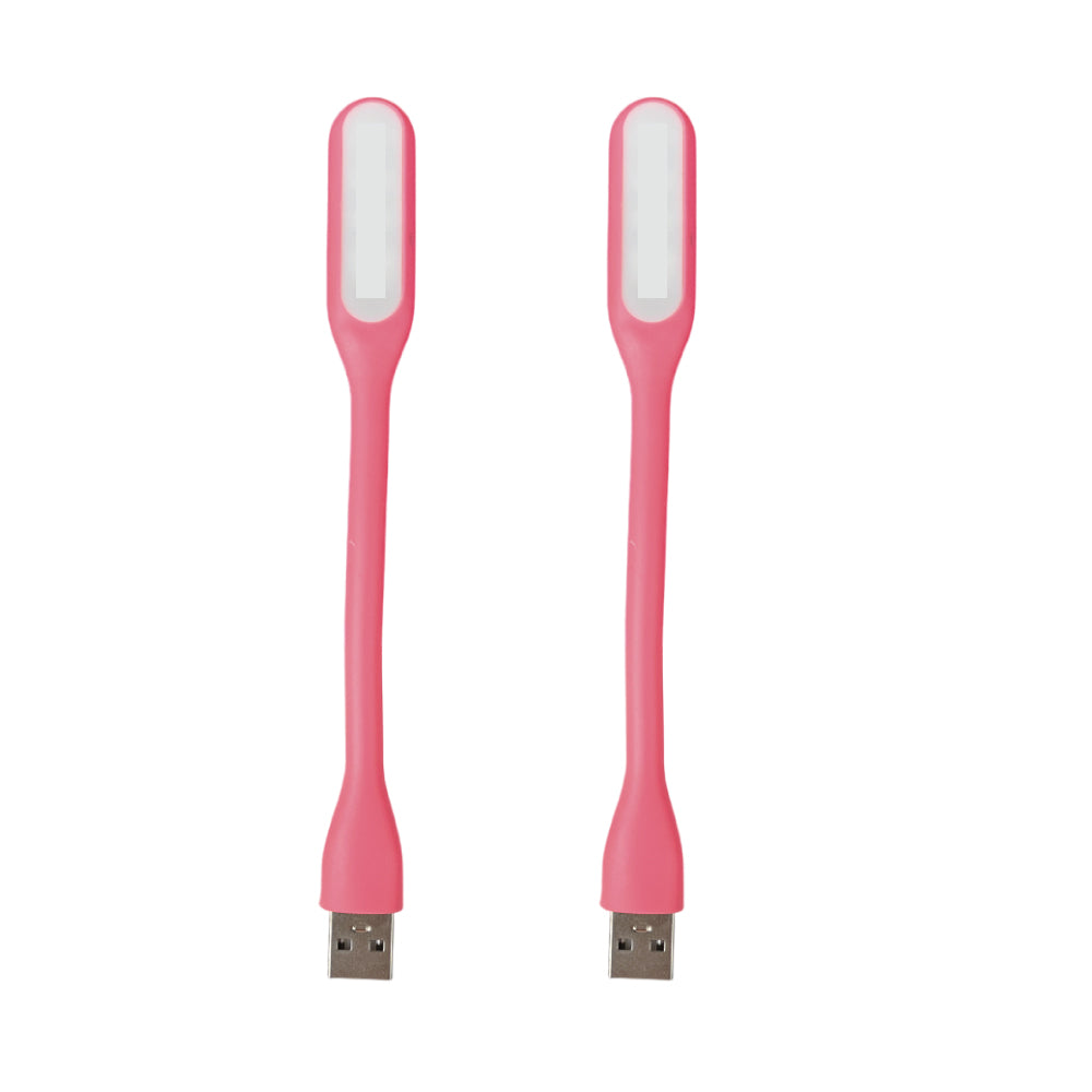 Pack of 2 USB LED Flexible Reading Lamp – Portable Plug & Play Night Light for Laptop, PC, Study, Travel Pink