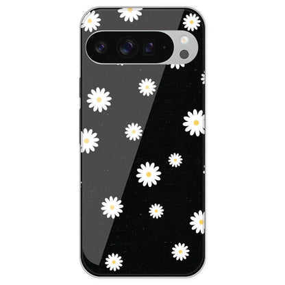 White And Black Flower - Printed Silicone Case For Google Pixel 9 Pro XL