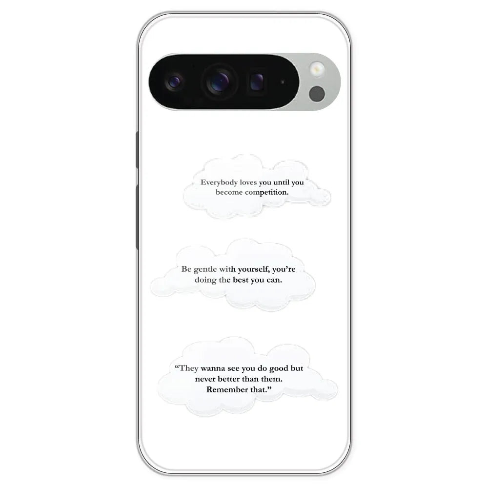 Quotes And Clouds - Clear Printed Silicone Case For Google Pixel 9 Pro XL