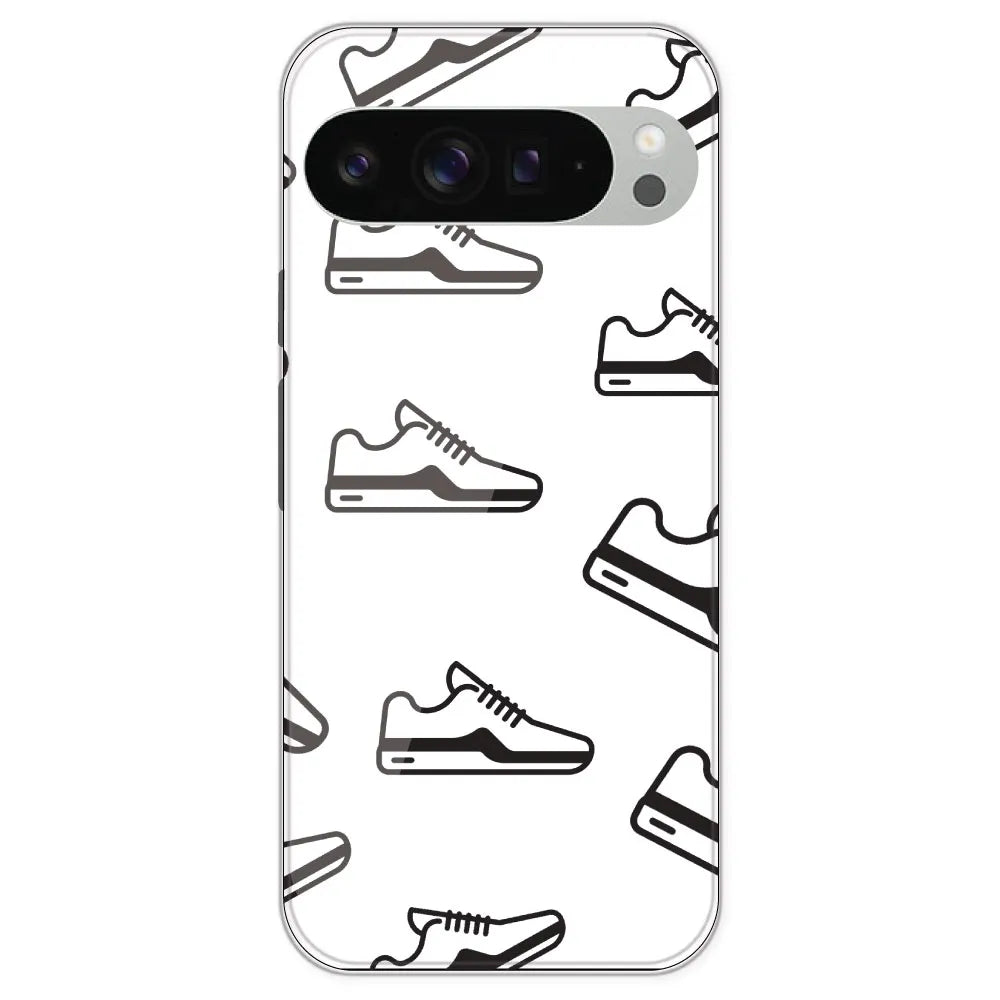 Black Sneakers - Clear Printed Silicone Case For Google Pixel 9 Pro XL