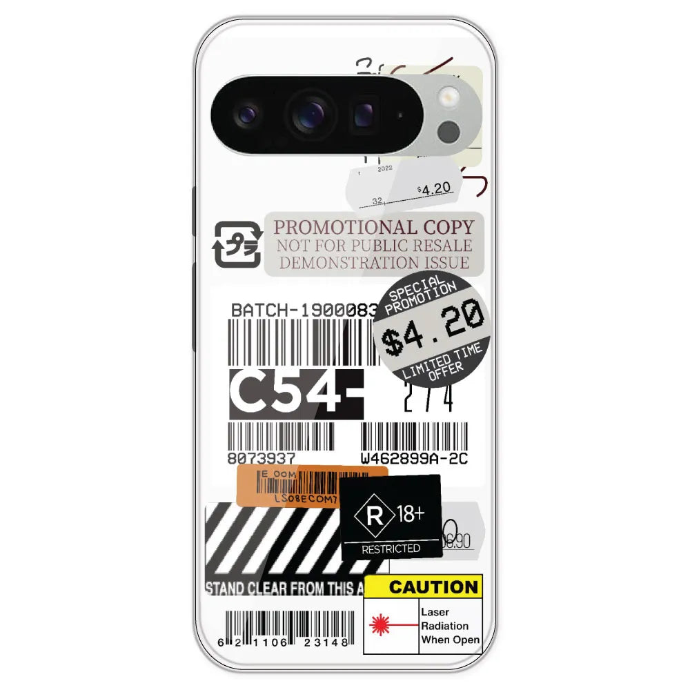 Labels - Clear Printed Silicone Case For Google Pixel 9 Pro XL