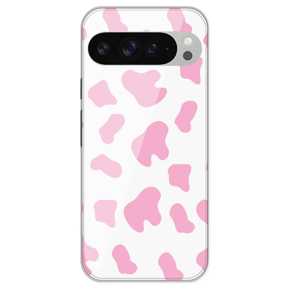 Pink Cow Print - Clear Printed Silicone Case For Google Pixel 9 Pro XL