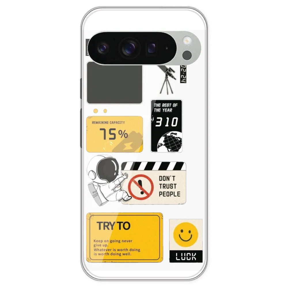 Space - Clear Printed Silicone Case For Google Pixel 9 Pro XL