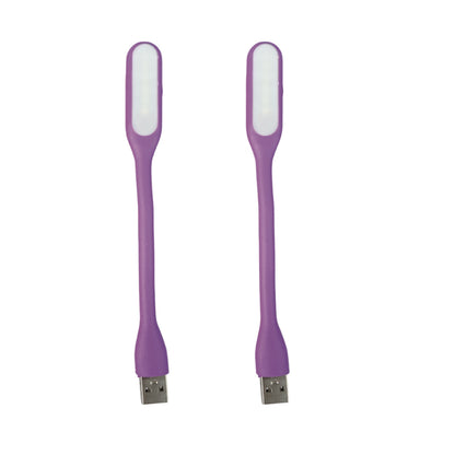 Pack of 2 USB LED Flexible Reading Lamp – Portable Plug & Play Night Light for Laptop, PC, Study, Travel Purple