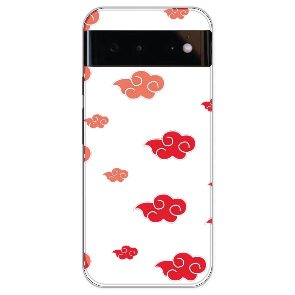 Red Clouds - Clear Printed Silicone Case For Google Pixel 6