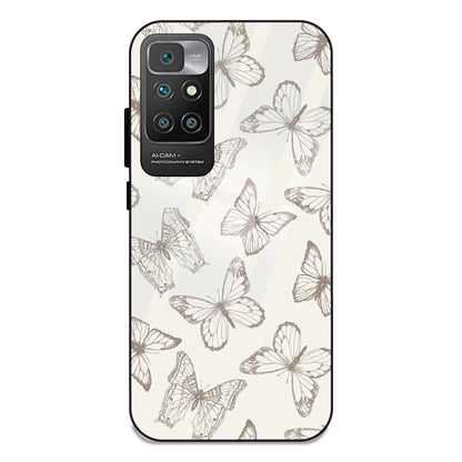 White Butterflies - Glass Case For Redmi 10 Prime