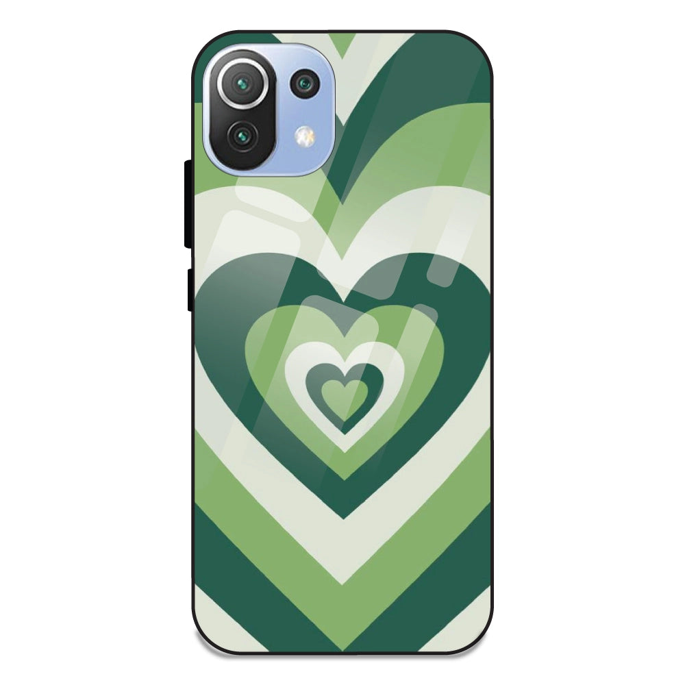 Green Hearts - Glass Case For Redmi 11 Lite NE 5G