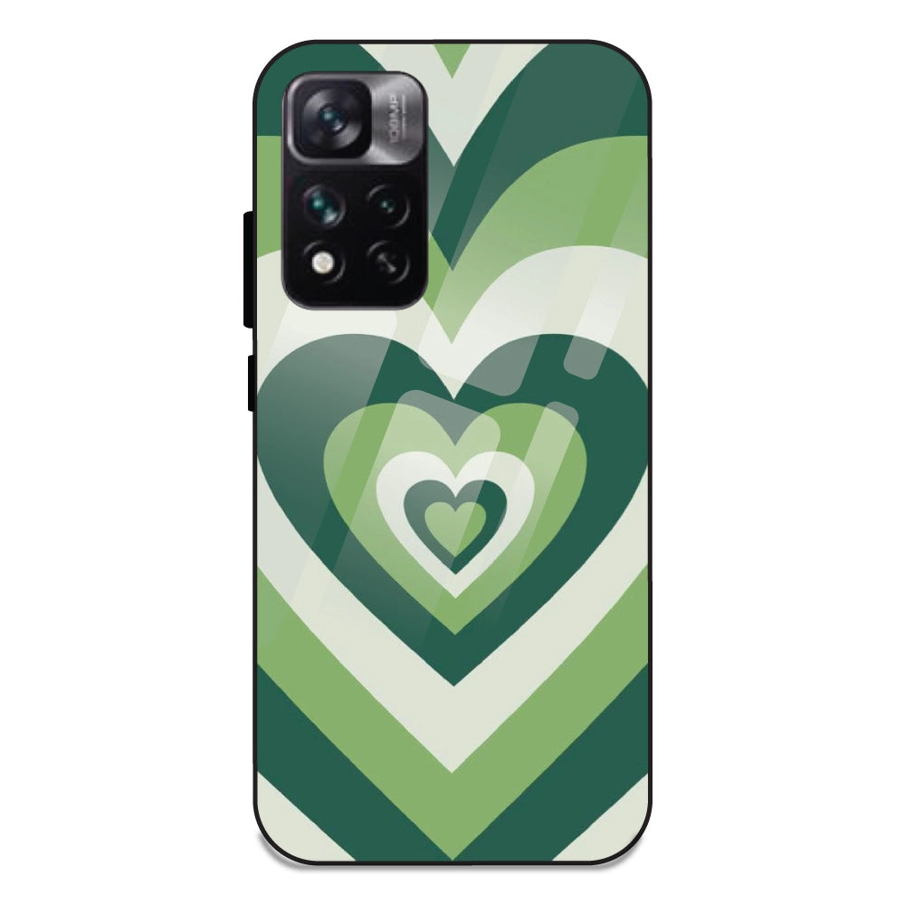 Green Hearts - Glass Case For Redmi 11 I