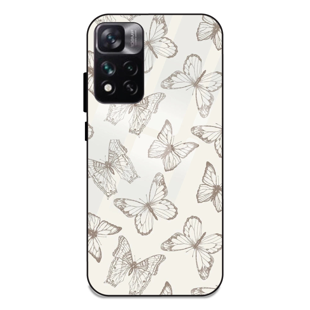 White Butterflies - Glass Case For Redmi 11 I