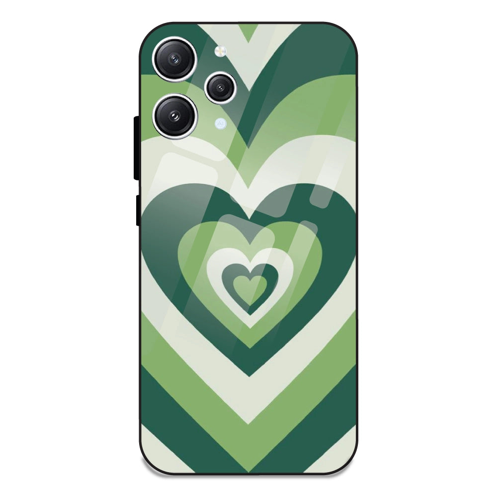 Green Hearts - Glass Case For Redmi 12 4G