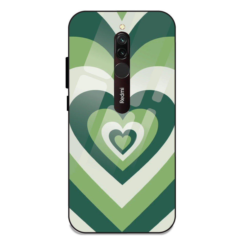 Green Hearts - Glass Case For Redmi 8