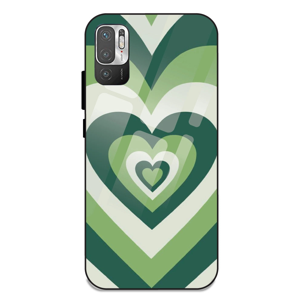 Green Hearts - Glass Case For Redmi Note 10 5G