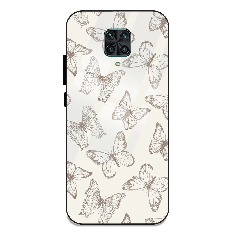 White Butterflies - Glass Case For Redmi Note 10 Lite