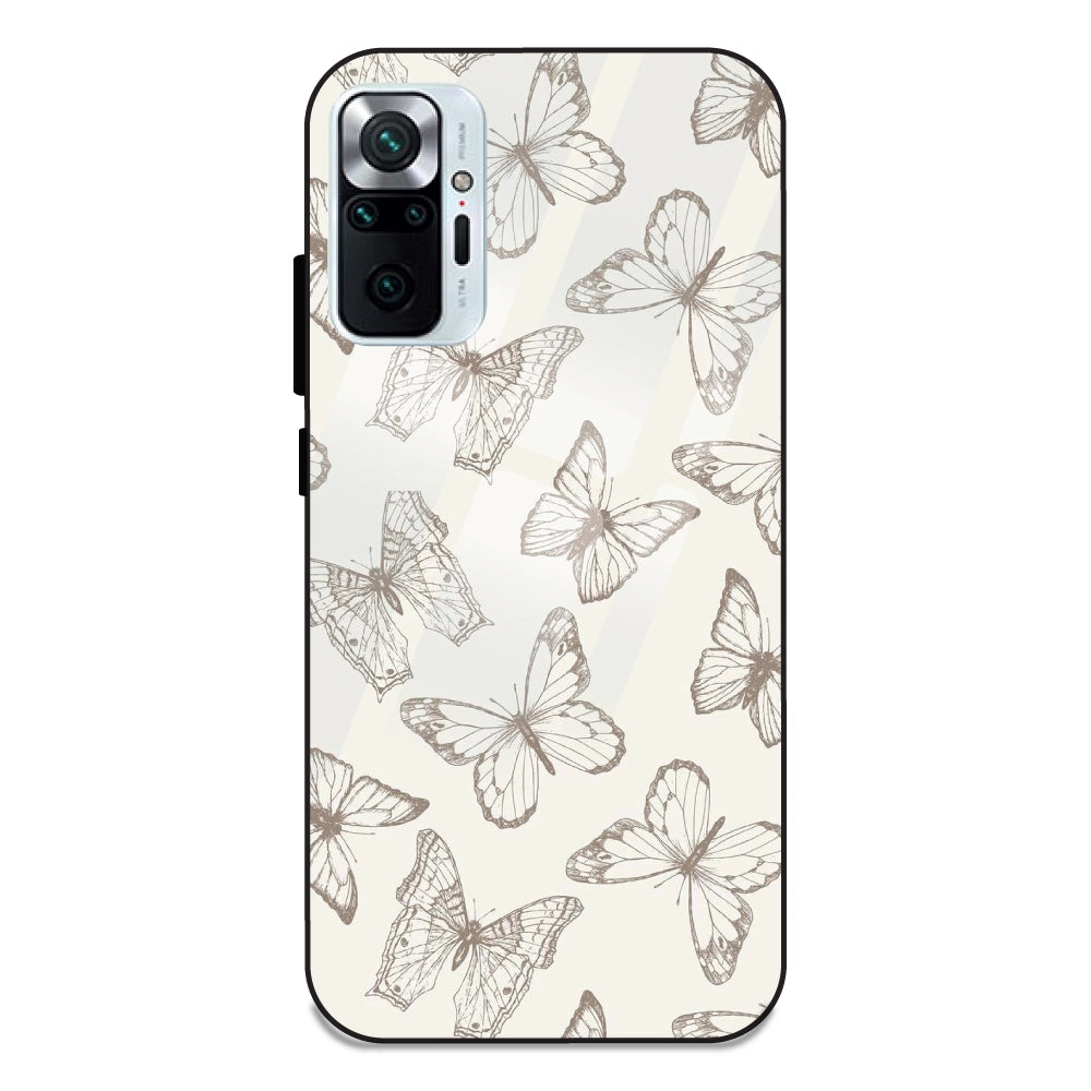 White Butterflies - Glass Case For Redmi Note 10 Pro Max