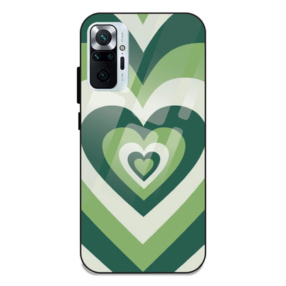 Green Hearts - Glass Case For Redmi Note 10 Pro Max