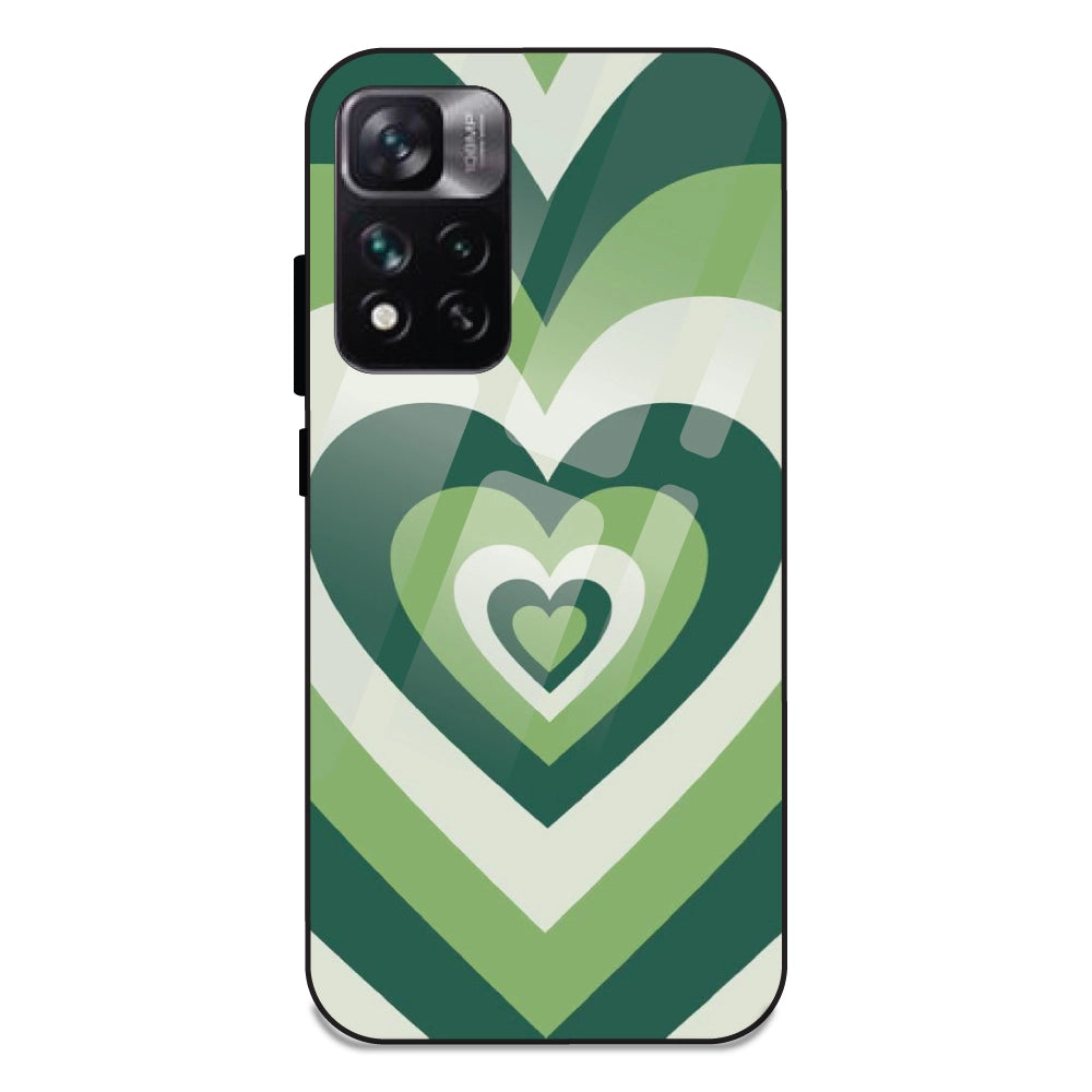 Green Hearts - Glass Case For Redmi Note 11 5G