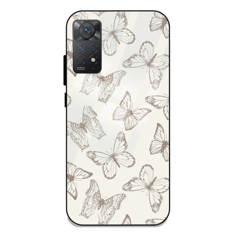 White Butterflies - Glass Case For Redmi 11 Pro 4G