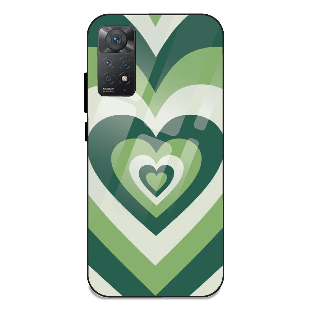 Green Hearts - Glass Case For Redmi 11 Pro 4G