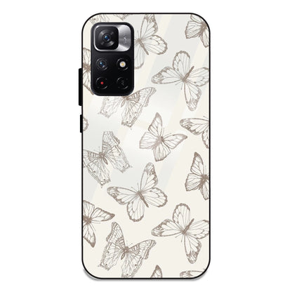 White Butterflies - Glass Case For Redmi Note 11T