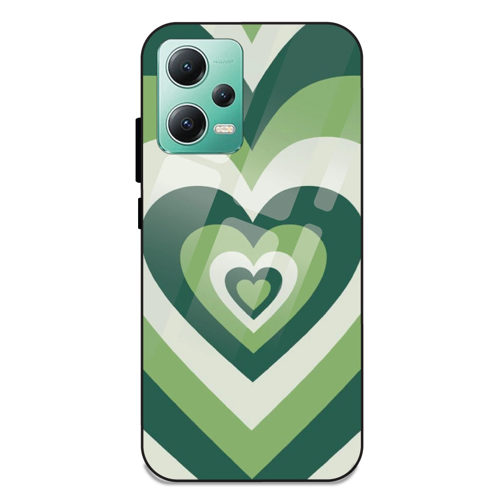 Green Hearts - Glass Case For Redmi Note 12 5G