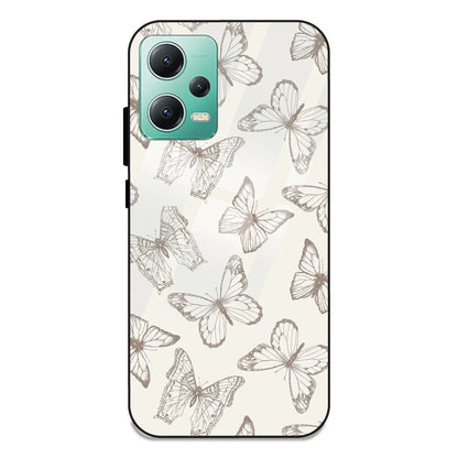 White Butterflies - Glass Case For Redmi Note 12 5G