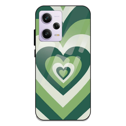 Green Hearts - Glass Case For Redmi Note 12 Pro Plus