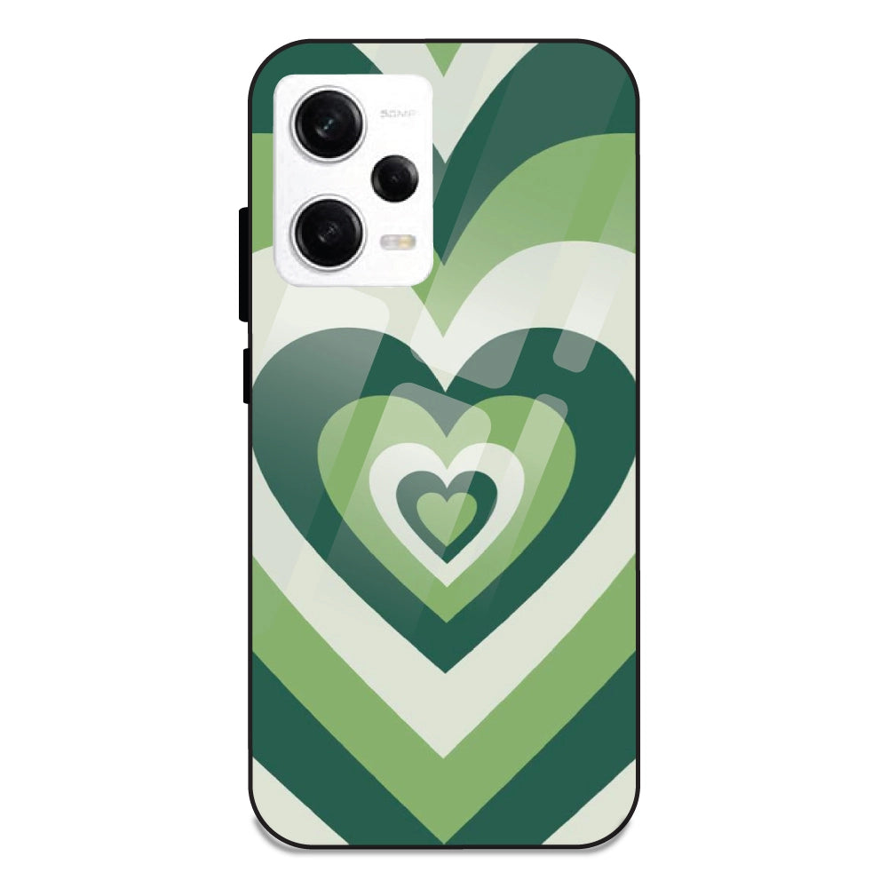 Green Hearts - Glass Case For Redmi Note 12 Pro