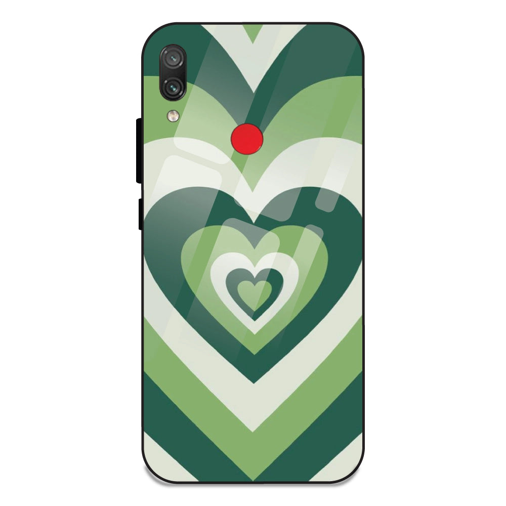 Green Hearts - Glass Case For Redmi Note 7 Pro