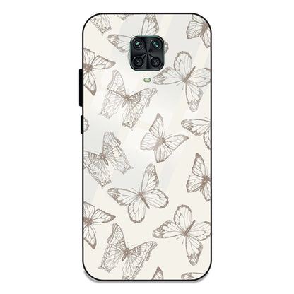 White Butterflies - Glass Case For Redmi Note 9 Pro Max