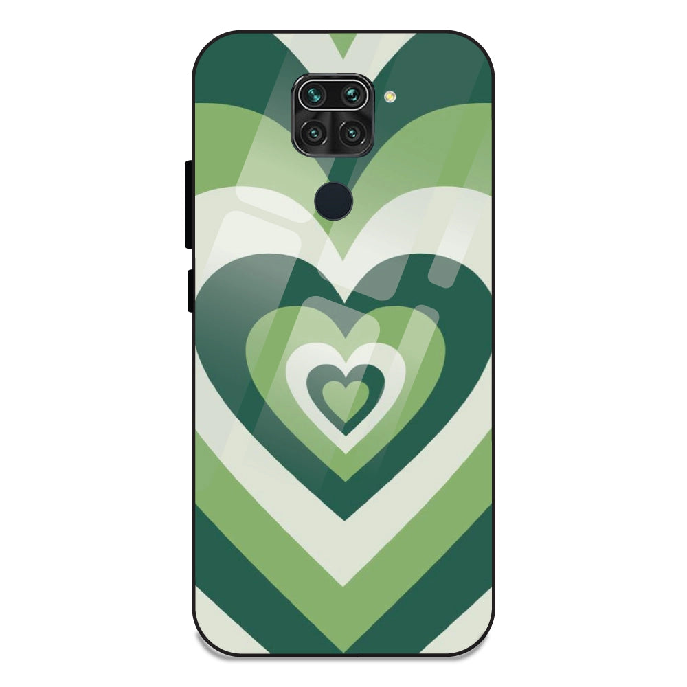 Green Hearts - Glass Case For Redmi Note 9