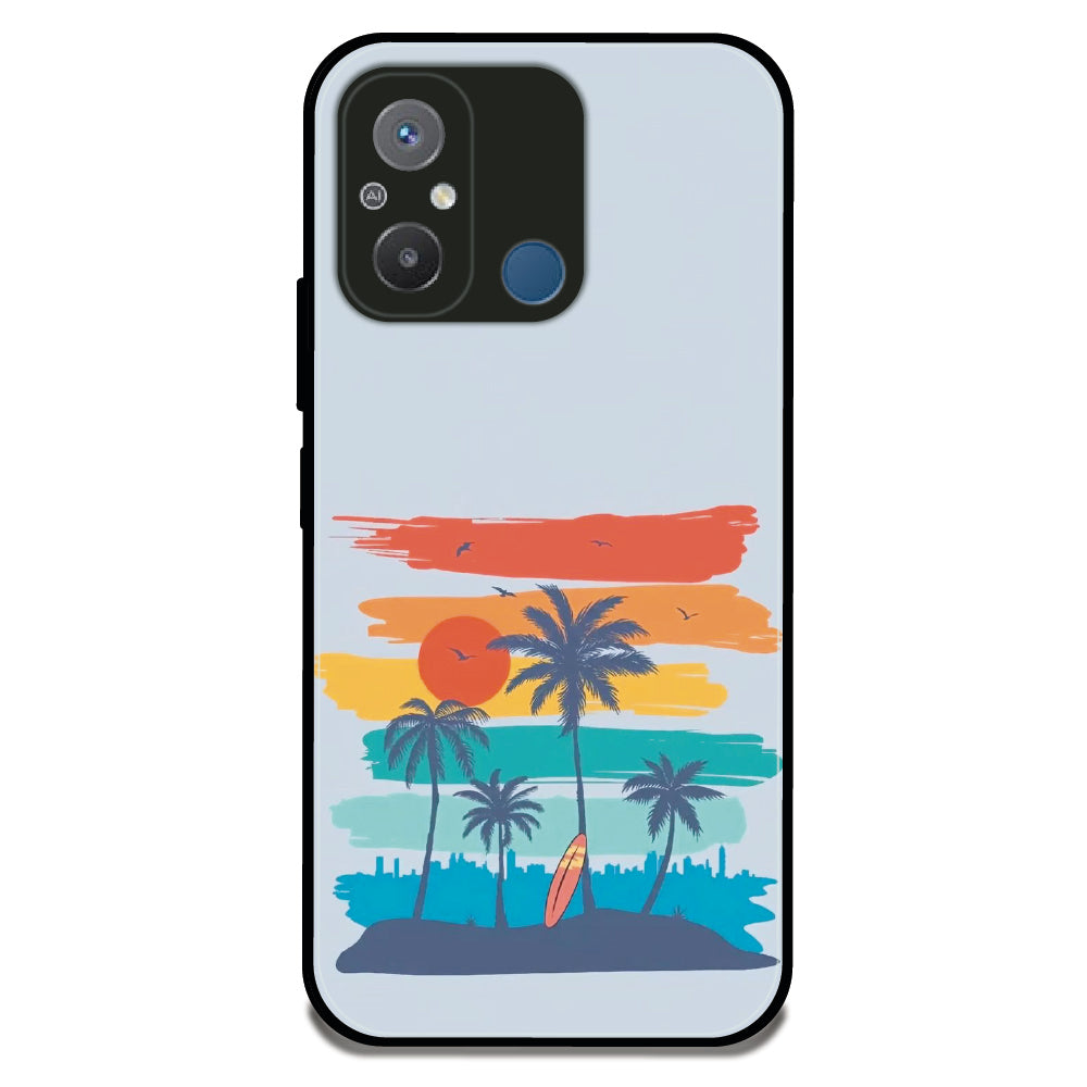 Sunset Paradise - Glossy Metal Silicone Case For Redmi Models