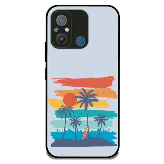 Sunset Paradise - Glossy Metal Silicone Case For Redmi Models