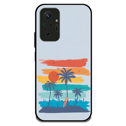 Sunset Paradise - Glossy Metal Silicone Case For Redmi Models