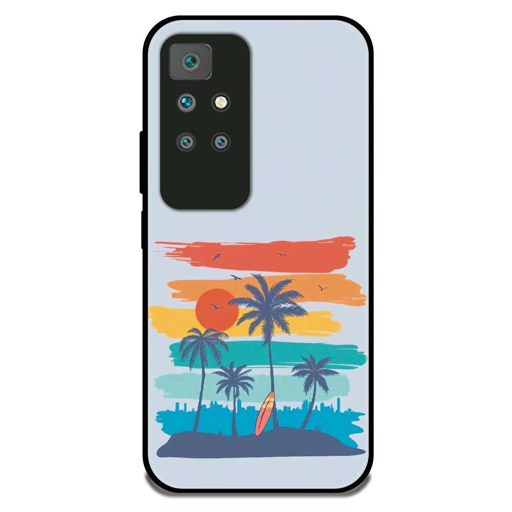Sunset Paradise - Glossy Metal Silicone Case For Redmi Models