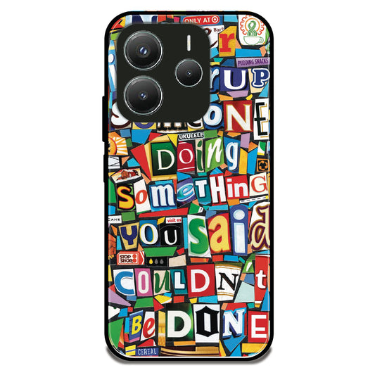 Alphabetical Collage - Glossy Metal Silicone Case For Redmi Models