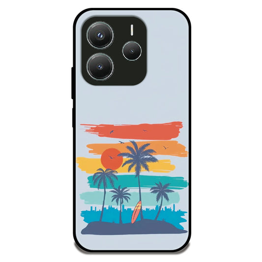 Sunset Paradise - Glossy Metal Silicone Case For Redmi Models