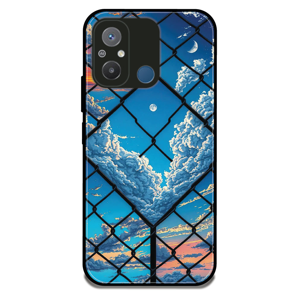 Chain Link Cloudy Sky - Glossy Metal Silicone Case For Redmi Models