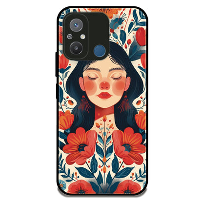 Floral Woman Serenity - Glossy Metal Silicone Case For Redmi Models