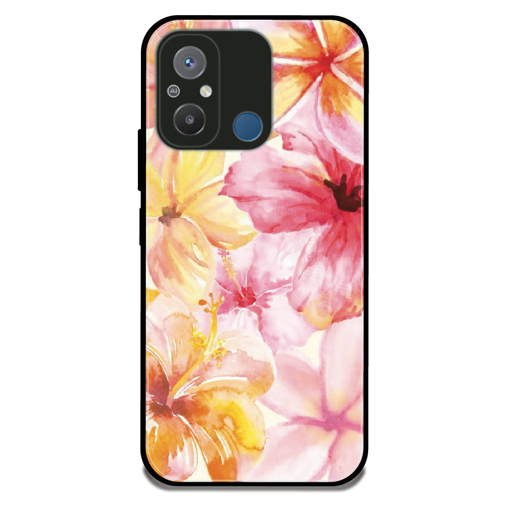 Hibiscus Watercolor - Glossy Metal Silicone Case For Redmi Models