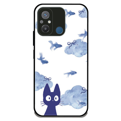 Jiji Cat Blue - Glossy Metal Silicone Case For Redmi Models