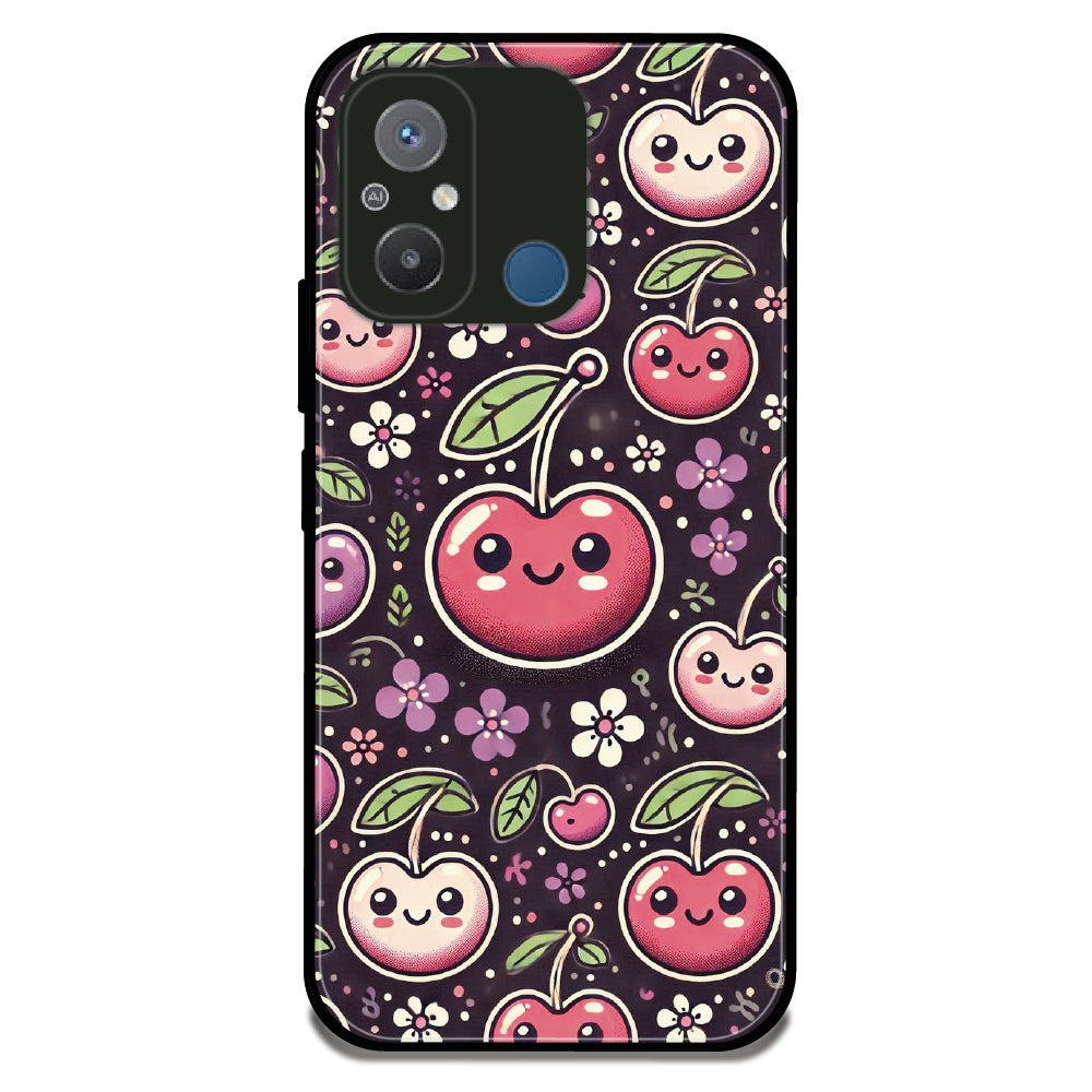 Kawaii Cherry Pattern - Glossy Metal Silicone Case For Redmi Models
