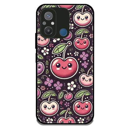 Kawaii Cherry Pattern - Glossy Metal Silicone Case For Redmi Models