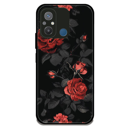 Midnight Red Roses - Glossy Metal Silicone Case For Redmi Models
